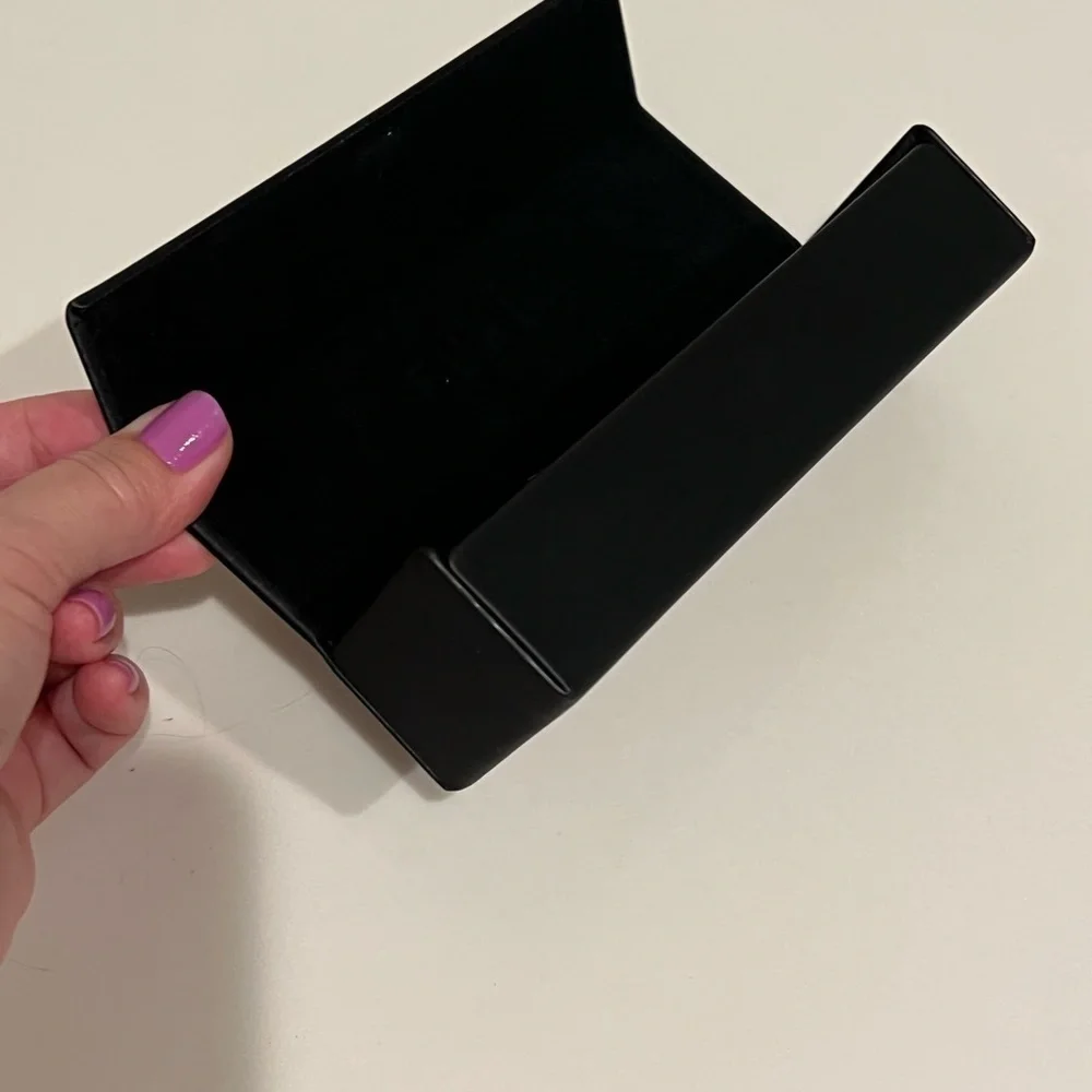 Furla authentic glasses case, hard shell, black, velour interior 6”x1.5”x2”